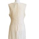 Bisou Bisou  Dress Cream Floral Lace Overlay Ribbon Sleeveless Dress Size 14 Photo 3