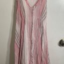 Olivaceous Two Layer Pinstriped Dress Photo 0