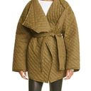 Frame  Quilted Drape Neck Nylon Belted Olive Green Oversized Jacket Size XS Photo 0