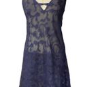 Halston Heritage HALSTON Navy blue semi-sheer X back chemise nightie with floral Size SMALL Photo 6