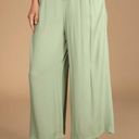 Lulus NWT  Stroll On Over Sage Green Button-Front Wide Leg Pants Photo 1