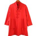 Edge Noblu Red Stretch Cotton Knot Button Raw  Collared Swing Jacket 2 L XL Photo 0