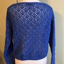 The Moon  & Madison loose knit bright blue cropped soft sweater Photo 2