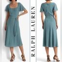 Ralph Lauren NWT Lauren  Belted Crepe Flutter Short Sleeve Midi Dress Size 16 Photo 1