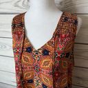 Allison Joy Orange Patterned V Neck Tank Top Photo 1