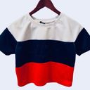 Red Fox Red White Blue Striped Crop Top Patriotic French M Photo 1