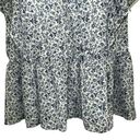 Madewell  Georgette Ruffle-Sleeve Peplum Top Blue & White EUC Size Medium Photo 4