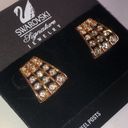 Swavorski Swarovski Signature Vintage Gold Tone CZ Rhinestone Crystal Pierced Earrings Photo 6