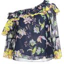 Tanya Taylor , garden print, violet silk asymmetric top size 8 Photo 1