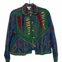 Anage Denim Embellished Paisley Jacket Sz Large Photo 0