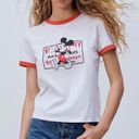 ZARA x Disney RARE Mickey Mouse Graphic White & Red Ringer Shirt Top Size Small Photo 1