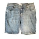 Lane Bryant  Women Jean Shorts Light Wash Longer Length Size 18 Blue Denim Staple Photo 0