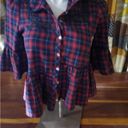 POL  size small, red white and blue checked top seven button closure Photo 5