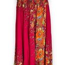 None Floral Harem Pants Stretch Waist Smocking‎ Shirring Pink Hippie Festival Rayon Photo 0