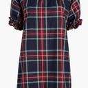 Hill House  The Katherine Nap Dress Navy Blue Tartan Plaid Ruffle Mini Shift Photo 0