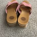 UGG  Pink Leather Criss Cross Mule Wedge Sandals Women's 7.5 Photo 5