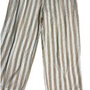 J.Crew  Linen Blend Paper-bag Tan/White Striped Pleated Wide Leg Crop Size 8 Photo 10