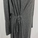 Caslon New  Cozy Knit Long Sleeve Wrap Dress Side Tie Midi Charcoal Grey Photo 9