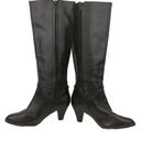 Frye * Womens Boots Size 6.5 Black Leather High Heeled Belted Pleated Tall 77076 Photo 4