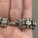 The Row VINTAGE UNSIGNED RHINESTONE CRYSTAL SILVER  BRACELET 3 EMERALD CUT ROUND Photo 2