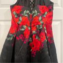 Dear Moon  Halter Dress Black with Red Roses Size 9 Homecoming Wedding Night Out Photo 11