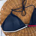 Tommy Hilfiger Vtg Y2K  Navy Colorblock Bikini Top Triangle Halter Tie Sz Large Photo 3