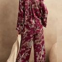 Banana Republic  Raspberry Printed Satin Long Sleeve Pajama Set Size M Photo 1