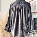 Pilcro Anthropologie Orsay Velvet Buttondown Grey Silver Boho Blouse Size M/L Photo 5