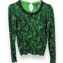 INC  crew snakeskin print beaded collar embellished pullover sweater green M Photo 0