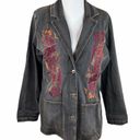 Denim & Co . Embroidered Jean Jacket, Faded Black, Large Photo 8