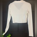 Cute white crop top. Women’s small. Ribbed. Long sleeve. Collar. V Photo 3