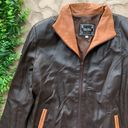 Vera Pelle  Italy Genuine Leather Zip Moto Jacket Dark Brown Tan Size IT 44 US 10 Photo 2