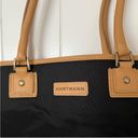 Hartmann XL Large Canvas Leather Tote Bag Purse Travel Black Tan 18” x 12” x 6” Photo 3