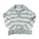 Tanya Taylor  Striped V Neck Collar Maisie Knit Sweater Blue/White Cotton Size M Photo 0