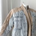 Women’s Blue Denim Tan Onion Quilted Fall Spring Button Front Jacket Size Medium Photo 1