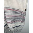 Maison Scotch  Womens Beach Cover Up White Size XS 4 Fringe Striped Blue Pink Photo 1