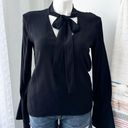 Alexis  Black Bow Tie Neck Long Sleeves Classy Pullover Blouse Women’s Size Large Photo 0