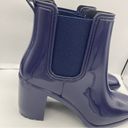 London Fog  blue glossy patent leather heeled rain boots women Size 9 Photo 2