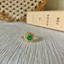 American Vintage Vintage “Eurydice” Green Gold Adjustable Cocktail Ring Sunburst Emerald Femme Classic Photo 5