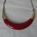 The Bar Vintage Gold Tone Red Statement Bib Necklace Enamel Minimalist Art Deco Mod Photo 1