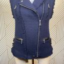 Rebecca Taylor  Tweed Motorcycle Zip Vest Navy Blue Photo 2