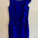 Calvin Klein Royal Blue Ruffled Fitted Pencil Dress Size 4 Classy Photo 0