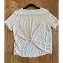 Potter’s Pot 🚨 SALE Potters Pot white linen textured cropped knot front blouse Photo 4