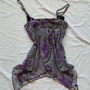 Revolve ARB Y2K vintage paisley print purple white and green babydoll fairy top Photo 2