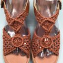 Latigo  Sandals Womens 9 Ikat Clog Brown Ankle Strap Crochet High Heel Buckle Photo 2