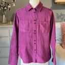 Relativity Vintage 90s Faux Suede Button Front Plum Top Long Sleeve Womens Small  Photo 0