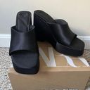 ZARA Black Platform Wedge Sandals Size 8.5 Photo 0