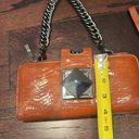 Big Buddha  Glossy Cognac Leather Turn Lock Clutch Wristlet Bag Photo 8