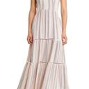 Caslon New  Cabana Stripe Linen Blend Lattice Trim Tiered Maxi Dress Size Medium Photo 0