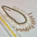 Talbots  white glass beaded gold tone crystal statement necklace Photo 6